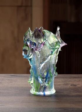 古法琉璃 马蹄莲花瓶家居客厅办公工艺品装饰品花瓶乔迁新居礼品