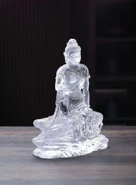 古法琉璃 自在观音琉璃摆件 禅意摆件工艺品桌面摆件