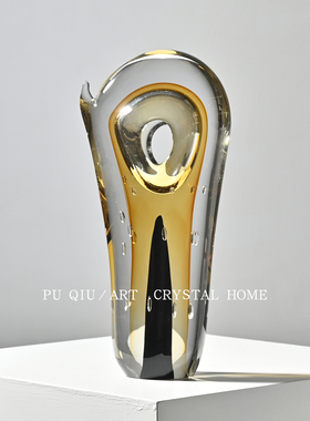 轻奢透明琉璃抽象镂空玻璃摆件现代玄关客厅酒柜艺术感家居装饰品