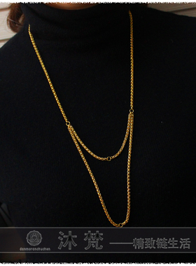 泰国佛牌链子保色电镀男女士长款金色龙骨项链两三挂钛钢不掉色链