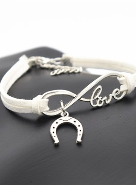 欧美饰品 手工编织热销时间约风格无限爱马蹄手链