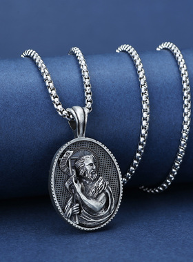 欧美时尚个性化吊坠男士复古钛钢项链跨境饰品