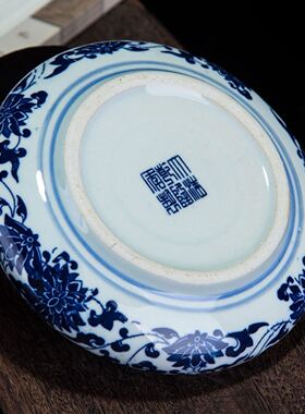 景德镇80年代库存厂货瓷器国营瓷厂龙纹烟灰缸包老保真青花瓷陶瓷