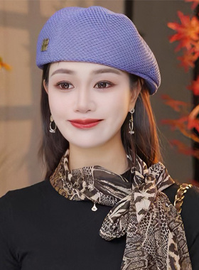 春夏薄款透气英伦女前进帽显脸小