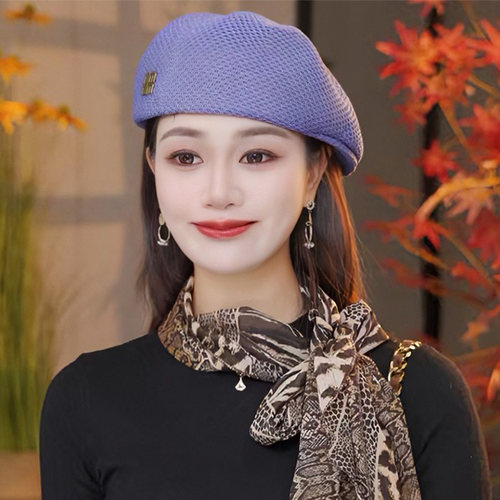 韩版时尚透气定型薄款前进帽春夏英伦复古反戴贝雷帽防晒帽子女款 - 图1