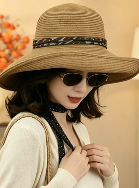 春夏防晒大檐草编渔夫帽女