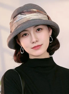 秋季复古显脸小保暖渔夫帽女