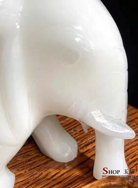 天然吸水新中式酒柜大象摆件白玉
