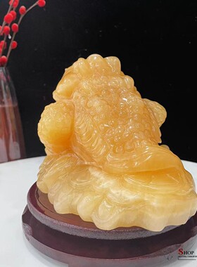 天然米黄玉金蟾摆件家居客厅电视柜书房酒柜精美装饰品工艺品摆设