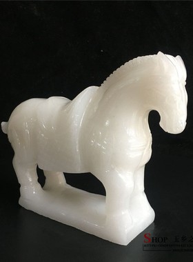 天然白玉唐马摆件家居客厅玄关酒柜电视柜办公室工艺品装饰品摆设