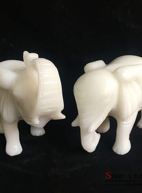 天然大象摆件吸水办公室白玉祝福