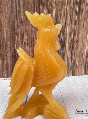 天然米黄玉生肖鸡摆件家居电视柜玄关酒柜北欧中式简约装饰品摆设