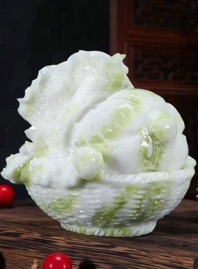 天然玉石雕刻玉白菜一揽佰菜摆件家居客厅酒柜办公室装饰礼品摆设