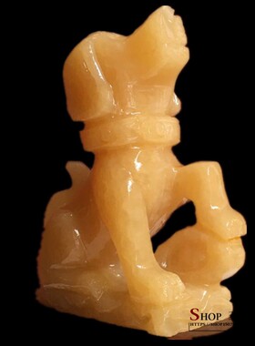 天然米黄玉生肖狗摆件家居客厅玄关酒柜书房办公室工艺品礼品摆设