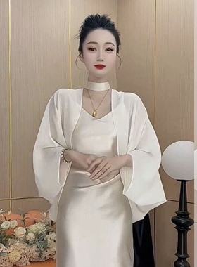 【珍珠雪纺纱】夏季气质时尚百搭薄款宽松洋气显瘦雪纺纱上衣披肩