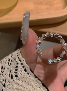 碎银几两~闪闪珠子戒指女ins个性感开口可调节2022年新款指环