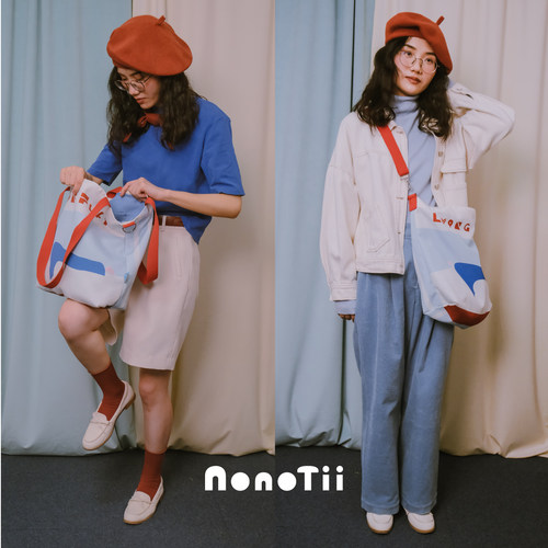 Nonotii《人间下线》法式高级慵懒大容量斜挎帆布包单肩包电脑包 - 图1