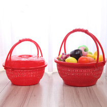 Home Happy Plastic Round with cover portable basket Water fruit basket Supermarket shopping basket Zero food Baie Divine Admission Basket