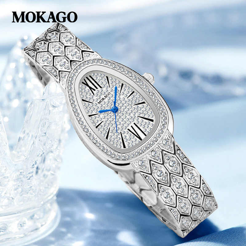 陌佧高品牌新款石英表时尚镶钻防水蛇形女士腕表欧美热卖手表钢带,淘宝优惠券,粉丝福利购,淘宝优惠卷