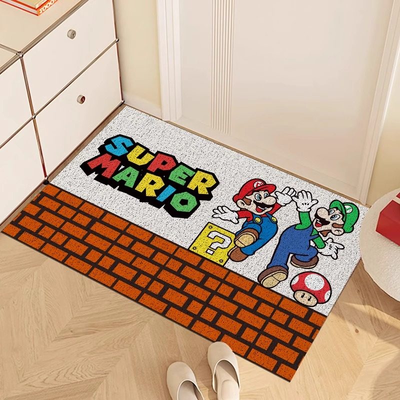 入户门地垫卡通家用高级感pvc丝圈脚垫马里奥创意地毯玄关专用垫,淘宝优惠券,粉丝福利购,淘宝优惠卷