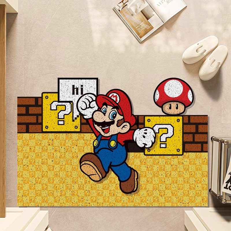 入户门地垫卡通家用高级感pvc丝圈脚垫马里奥创意地毯玄关专用垫,淘宝优惠券,粉丝福利购,淘宝优惠卷
