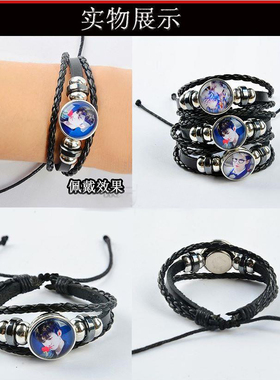 口中串男女皮绳玻璃复古