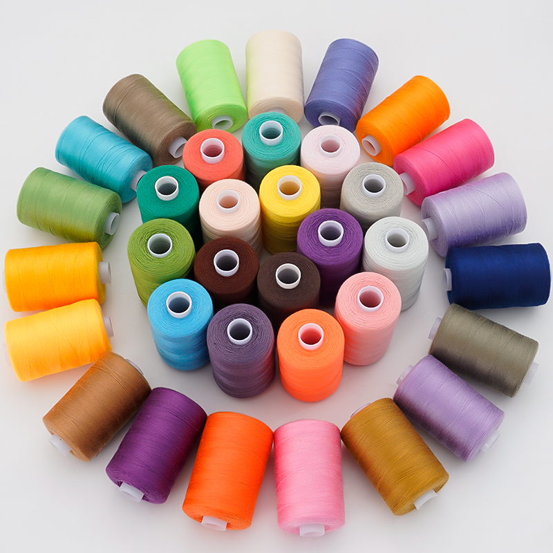 手工DIY定色缝纫线1000码98色盒装手缝线家用402彩色涤纶线组合装 - 图0