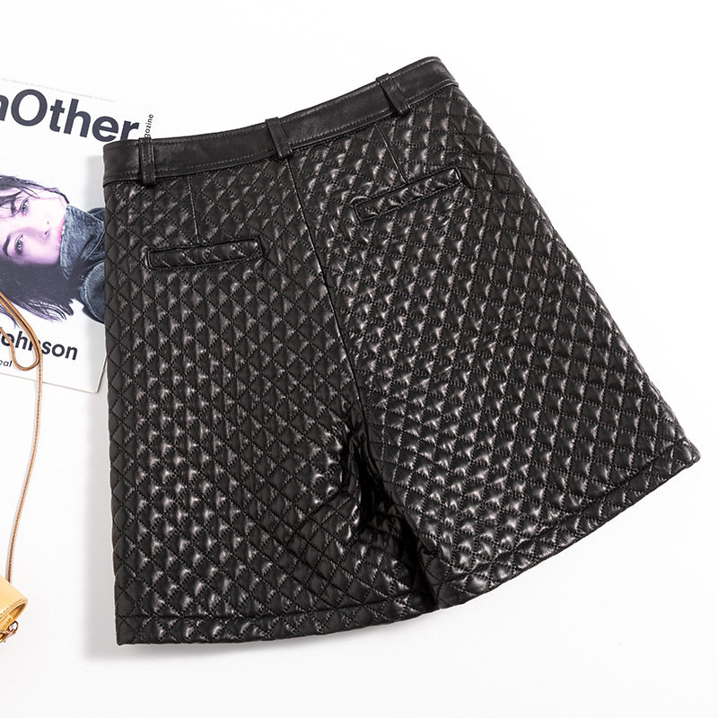 真皮短裤女2026春秋新款绵羊皮直筒加棉休闲裤外穿高腰显瘦加厚,淘宝优惠券,粉丝福利购,淘宝优惠卷