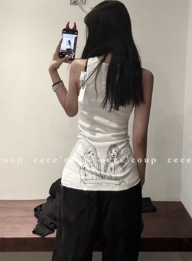 25FW美式梵文印花圆领背心女