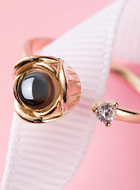 纯银抖音同款爱的记忆我爱你开口