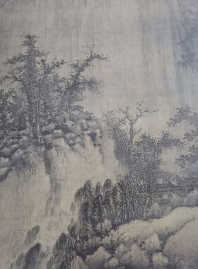 巨然溪山兰若复古水墨挂轴书画