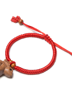 桃木雕刻兔子挂件绳佩戴吊坠男女