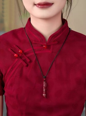 朱砂盘龙文昌笔项链女吊坠男挂件