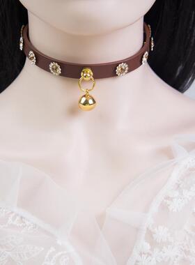 项圈定制刻字女m牵引绳链子真皮k9