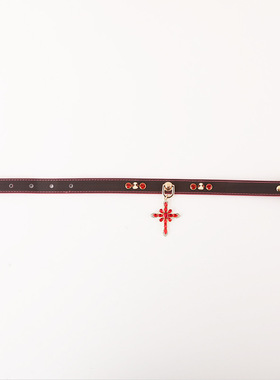 温感变色sp项圈 十字架亚文化魅力定制刻字手工皮具