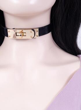 项圈定制刻字女m牵引绳链子K9手工皮具外出颈环m女m