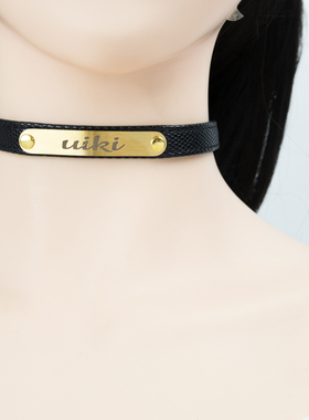 项圈定制刻字女m链子手工皮具K9简约金属链条铭牌金属