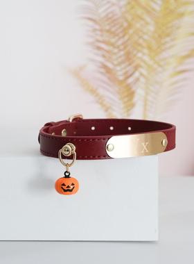 upsm真皮女m项圈金属铭牌