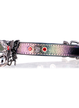 亚文化原创choker项圈朋克镭射亚黑蝴蝶铃铛项圈定制刻字女m