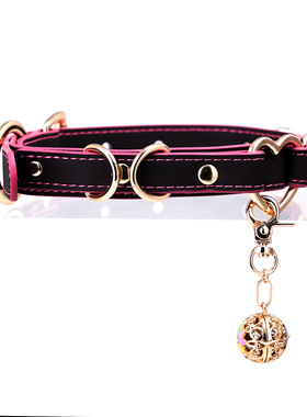 温感变色sp项圈 铃铛魅力项圈牵引绳定制刻字手工皮具女m