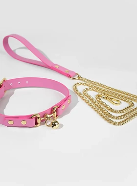 道具皮革项圈铃铛颈环牵引链配饰choker脖套