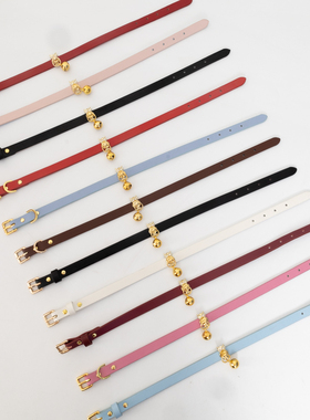 猫头鹰铃铛项圈定制刻字手工皮具真皮女m牵引绳链子k9简约choker