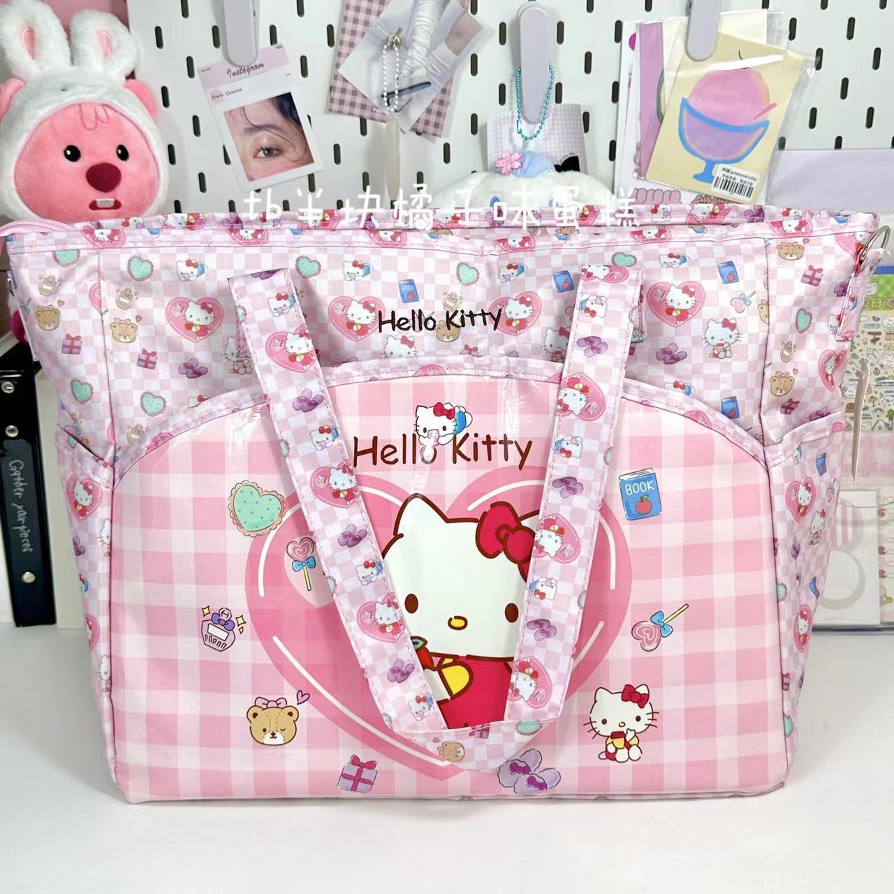 原创hellokitty托特包少女大容量旅行包手提斜挎单肩包16寸电脑包-图1