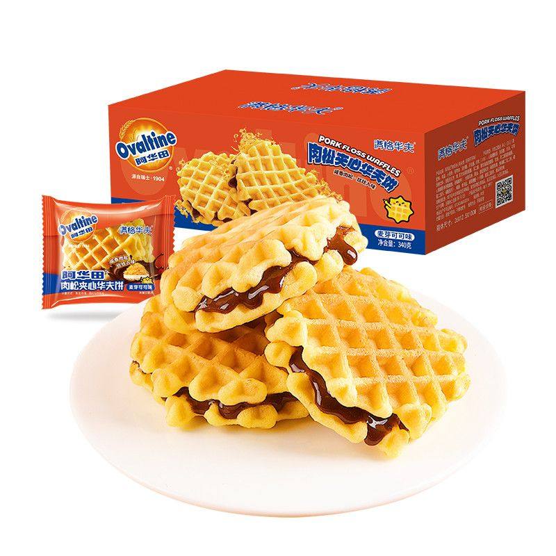 阿华田肉松夹心华夫饼夹满格华夫儿童早餐营养蛋糕面包零食下午茶,淘宝优惠券,粉丝福利购,淘宝优惠卷