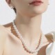 2025 new popular model Ni Ni's same pearl necklace high-end strong light round versatile white pearl necklace for women