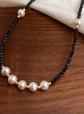 极光淡水珍珠项链复古高级感