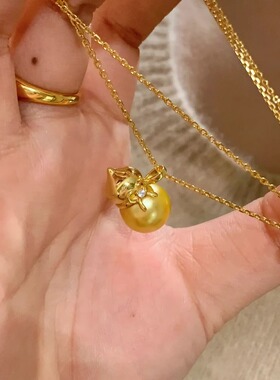 锁骨链新中式南洋金珠葫芦项链
