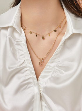 双层叠戴项链优雅气质