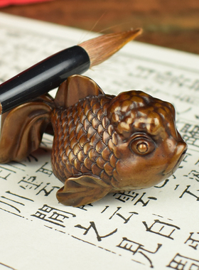 黄铜金鱼鸿运当头连年有余手把件