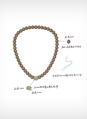 手工逸述沉香木和田青玉锁骨链